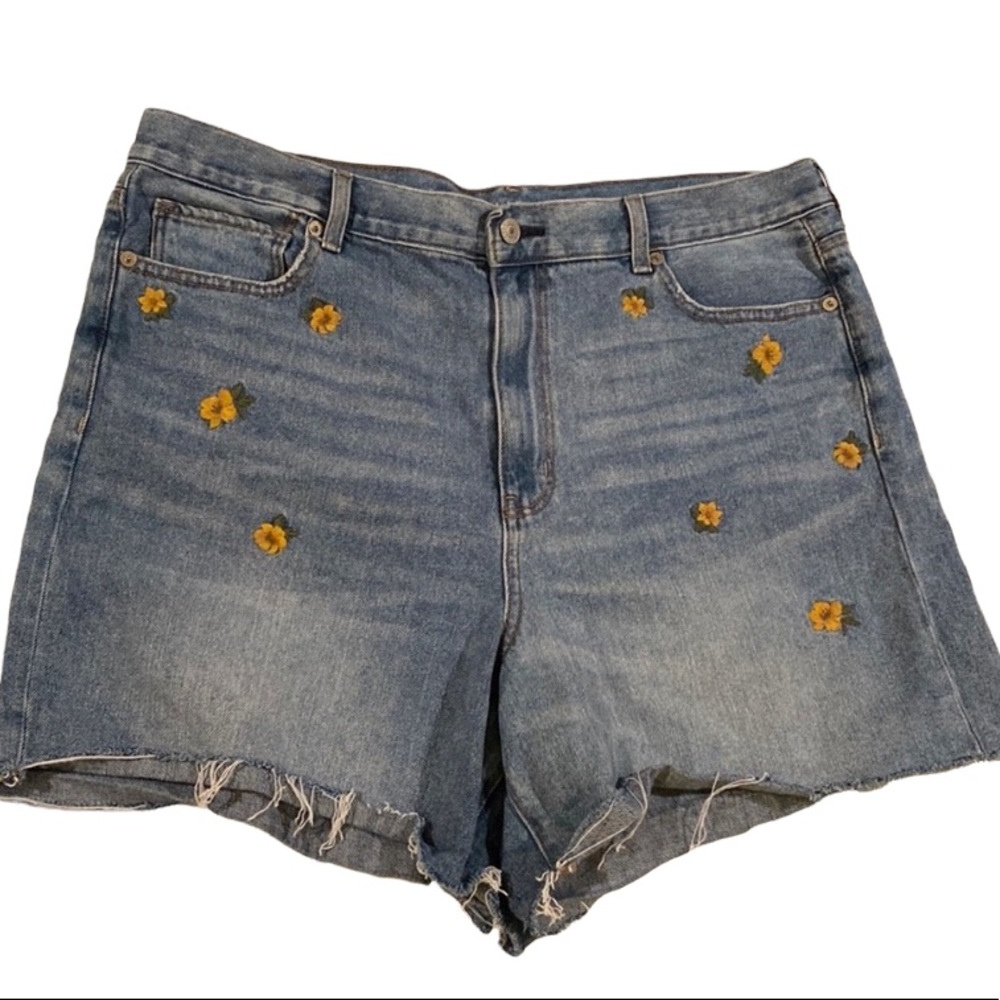 American Eagle Jean Shorts 16 Yellow Flowers